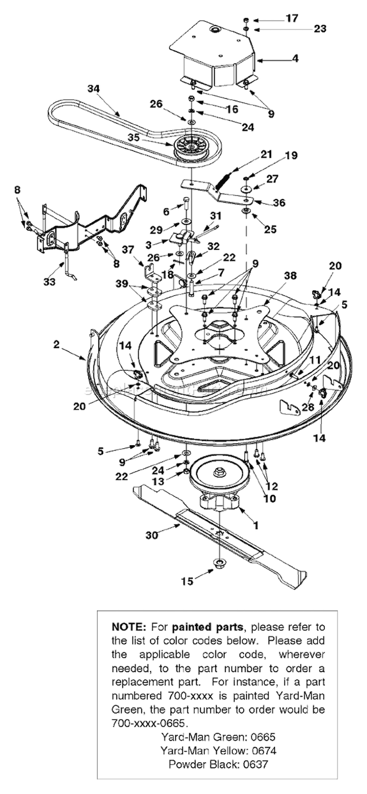 Page K Diagram and Parts List for 13A-325-402 2001 Yard Man Lawn Tractor